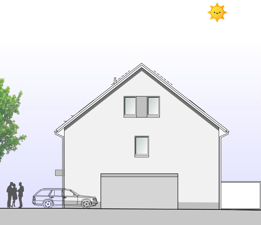 Seitenansicht unseres Hauses